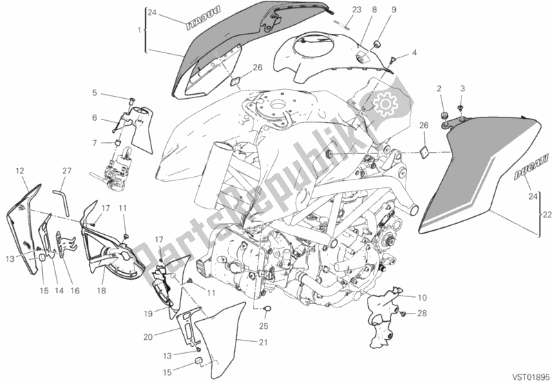 All parts for the 36b - Fairing of the Ducati Hypermotard 950 SP 2019